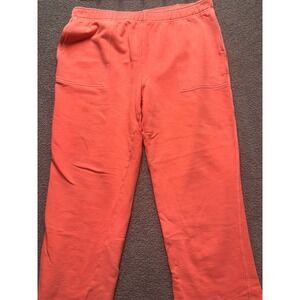 Aerie Coral Wide Leg Sweatpants Women XL Oversized Lounge Raw Hem